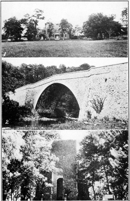 1. "Moore House" at Yorktown, Va., where terms were drawn up after the Surrender of Cornwallis. 2. Castleman Bridge, Md. 3. Old Church Tower on Jamestown Island.