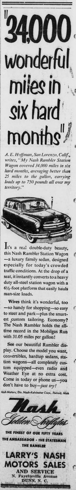 1952 Nash Golden Airflyte Advertisement