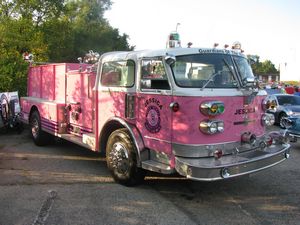 Pink American LaFrance Fire Truck: McHenry Fire Association Heroes for Hope Cancer Awareness/Fundraising Truck