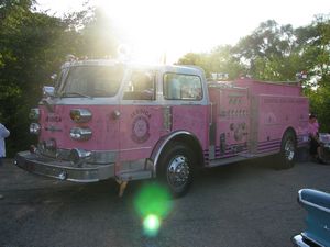 Pink American LaFrance Fire Truck: McHenry Fire Association Heroes for Hope Cancer Awareness/Fundraising Truck