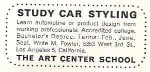 The Art Center School Automotive Design Advertisement