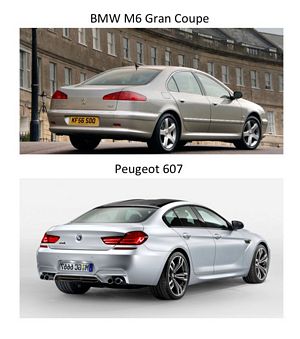 BMW M6 Gran Coupe compared to Peugeot 607