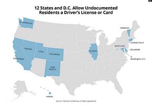 map of states allowing undocumented drivers license