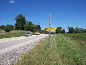Queen Anne Road Signpost, Woodstock, Illinois