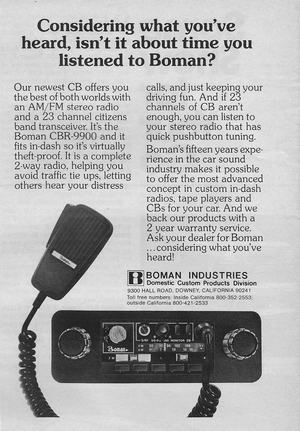Boman Industries CBR-9900 CB Radio Advertisement