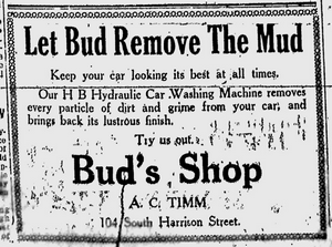 Bud's Shop 1929 Ad