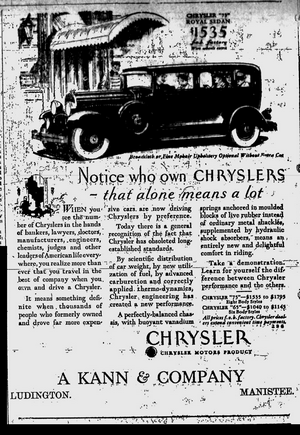 A. Kann & Company 1929 Chrysler Ad