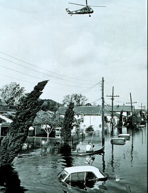 Hurricane Betsy Flooded Street