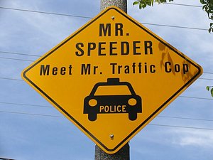 mr speeder meet mr traffic cop sign