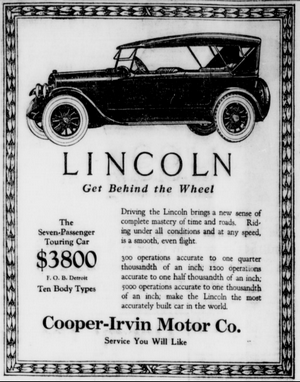 1922 Lincoln Advertisement