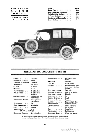 McFarlan Six Limousine Type 128