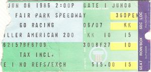 1986 Miller American 200 Ticket