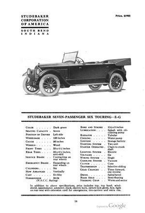 Studebaker Model EG Seven Passenger Six Touring