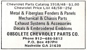 Obsolete Chevrolet Parts Co. Advertisement