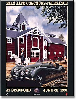 1991 Palo Alto Concours d'Elegance at Stanford Poster - 1953 Jaguar XK 120