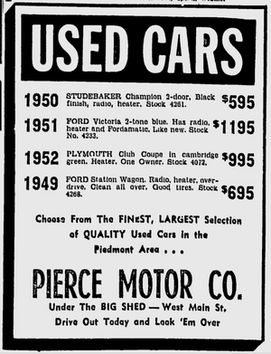 Pierce Motor Company 1954 Ad