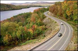 Route 201 during the fall season in Maine (Maine DOT image).