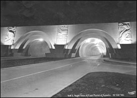 Photo of historic twin-bore Interstate 90 Mount Baker Ridge Tunnel in the state of Washington. Photo courtesy of WASHDOT