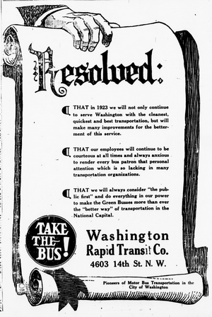 Washington Rapid Transit Company Advertisement