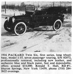1916 Packard Twin Six Classified Ad