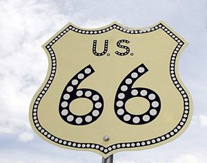 Route 66 Sign with Reflectors