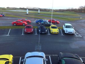 The cars being warmed up for the track session