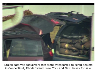 Still image of van with catalytic converters in trunk