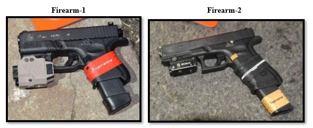 Photos of the firearms used by the defendants