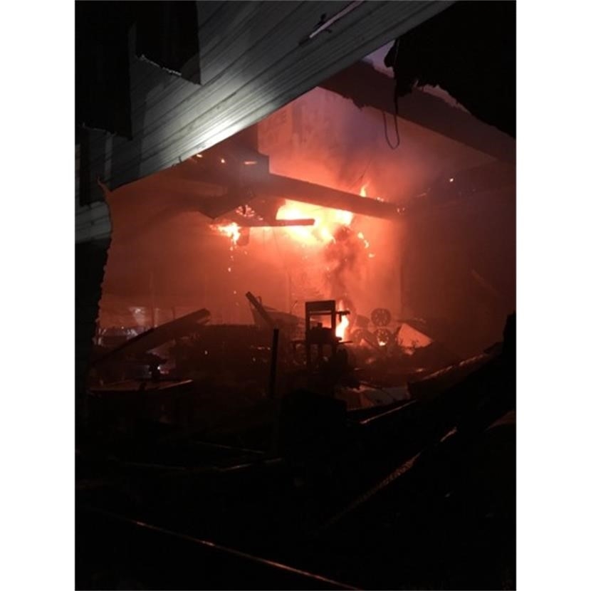 Interior of Off Road Warehouse on fire