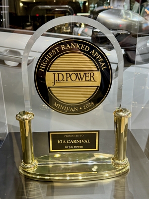 J.D. Power and Associates 2024 award for Highest Ranked Appeal for Minivan - Kia Carnival