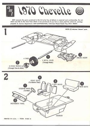 1970 Chevrolet Chevelle AMT Model Kit Instructions