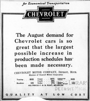 1925 Chevrolet Advertisement