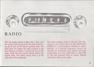 1961 Ford Falcon Owner's Manual Page 13: Radio