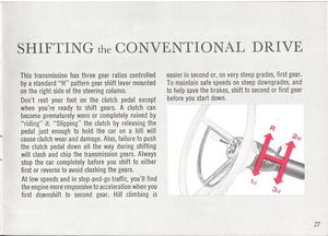 1961 Ford Falcon Owner's Manual Page 27: Shifting the Conventional Drive