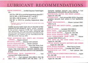 1961 Ford Falcon Owner's Manual Page 36: Lubricant Recommendations