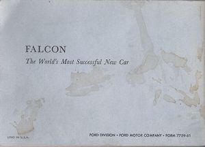 1961 Ford Falcon Owner's Manual Back Cover