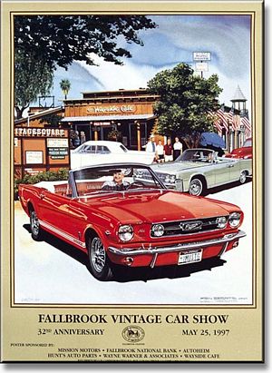 1997 Fallbrook Vintage Car Show Poster - 1966 Ford Mustang