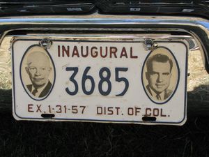Washington, D.C. 1957 Presidential Inaugural Eisenhower/Nixon License Plate