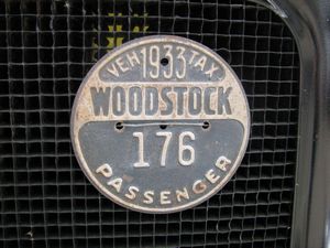 1933 Woodstock, Illinois Passenger Vehicle Tax Plate