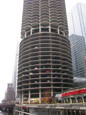 Circular parking garage and residential building in Chicago