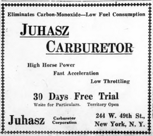 Juhasz Carburetor Advertisement