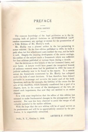 The Law of Automobiles/Huddy on Automobiles Preface