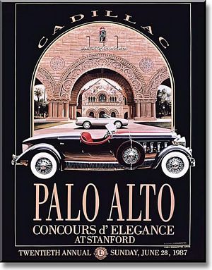 1987 Palo Alto Concours d'Elegance at Stanford Poster - 1931 Cadillac V-16/1987 Cadillac Allanté