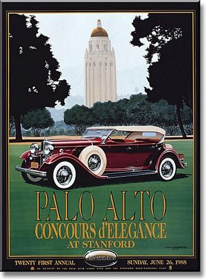 1988 Palo Alto Concours d'Elegance at Stanford Poster - 1932 Lincoln Model K