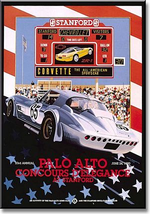 1990 Palo Alto Concours d'Elegance at Stanford Poster - 1963 Chevrolet Corvette Grand Sport/1990 Chevrolet Corvette ZR-1