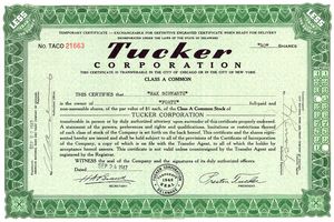 Tucker Stock Certificate