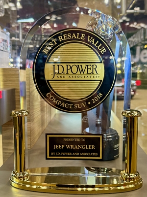 J.D. Power and Associates 2018 award for Best Resale Value for Compact SUV - Jeep Wrangler